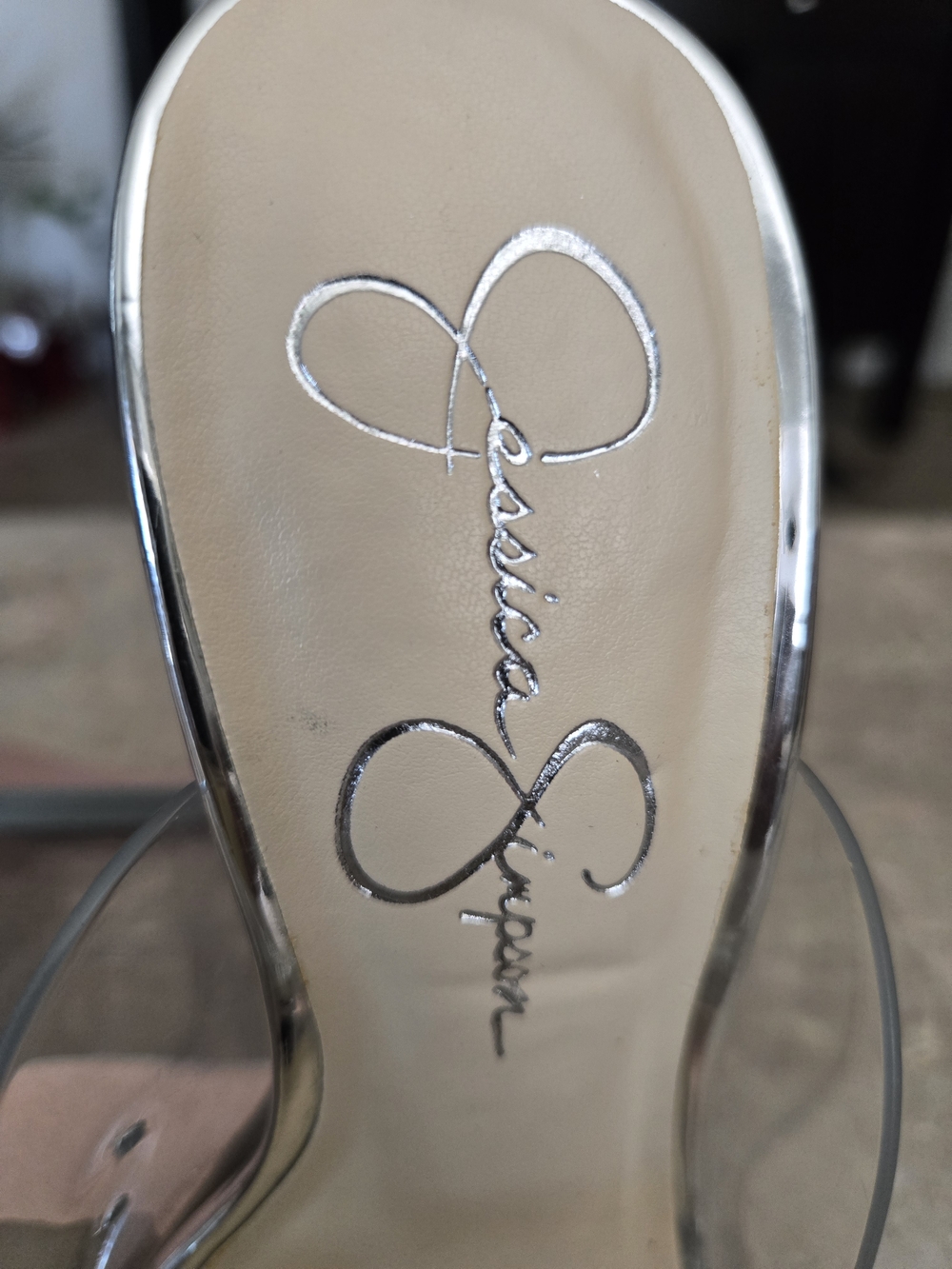 Jessica Simpson Saidah Pearl/ Rhinestone Bow Clear Dress Slide Sandals . Size 5 - Picture 2 of 10